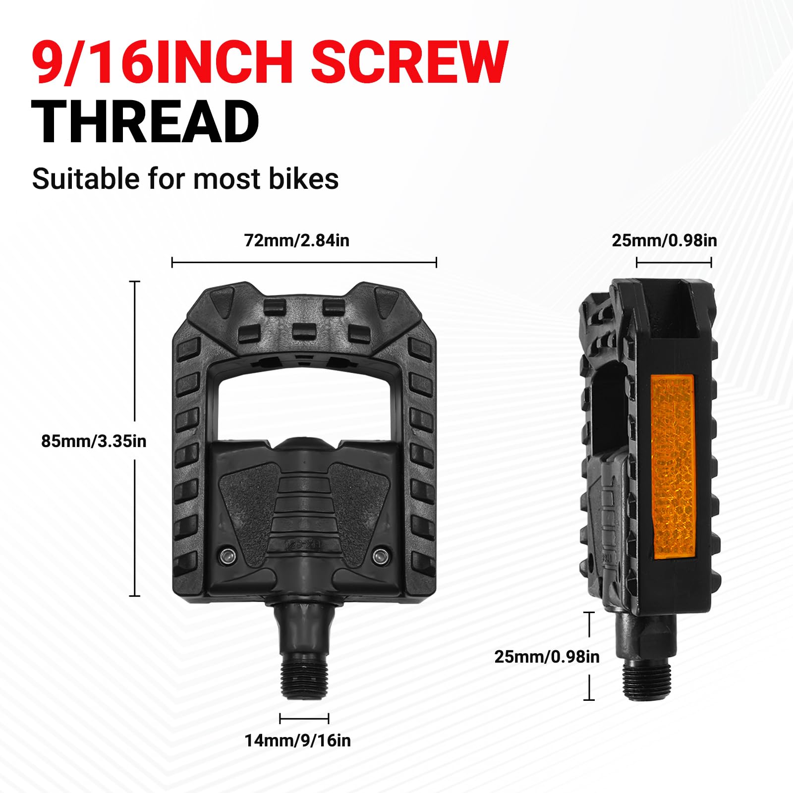TT-EBIKE Folding Bike Pedals, Bicycle Foldable Pedals with Reflective Strip, Universal 9/16 inch Non-Slip Wide Platform Cycling Pedals for Folding Bike, E-Bike, Road Bike, Commute City MTB Bikes